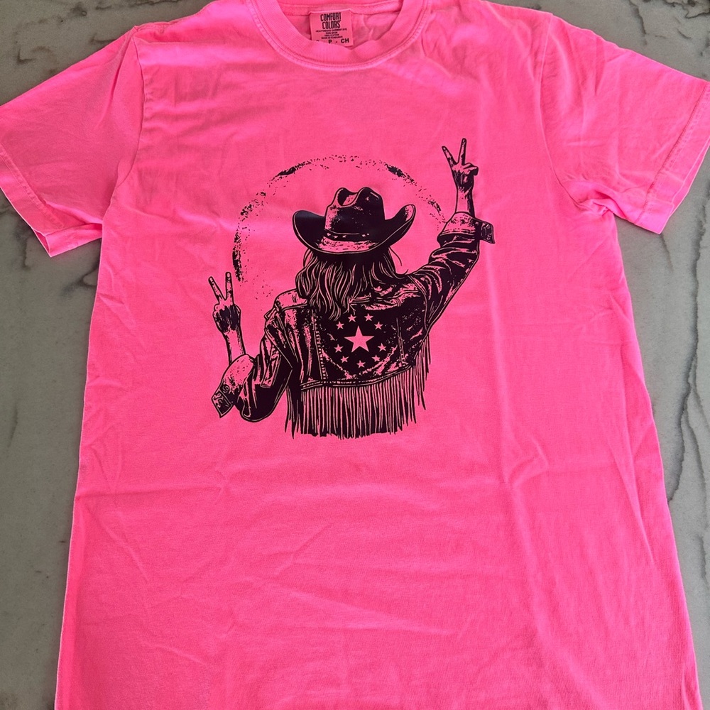 Comfort Colors Bright Pink Western Graphic Tee
